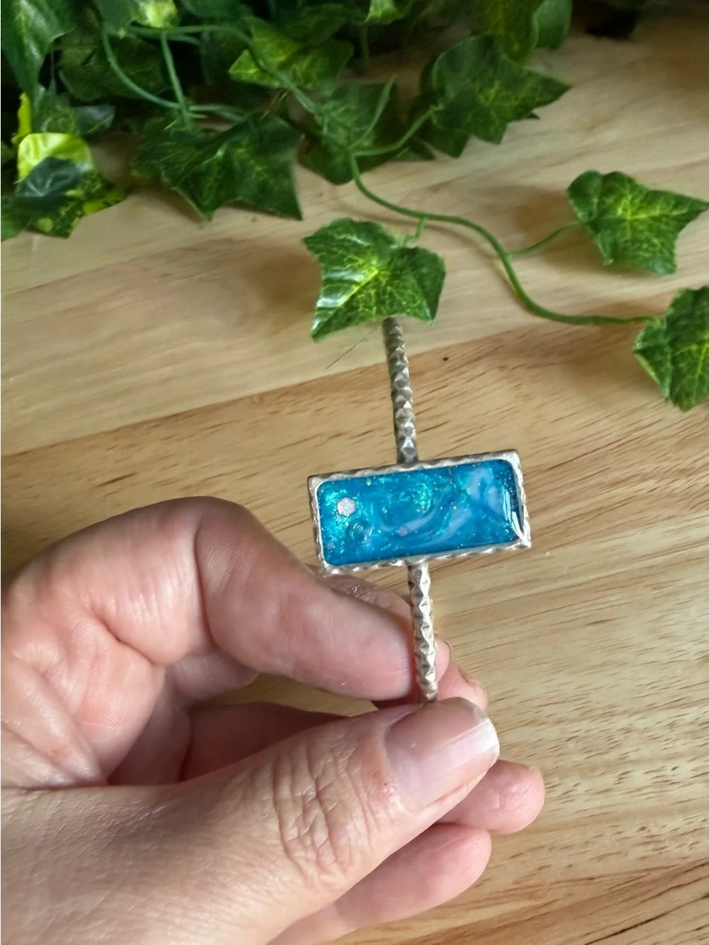 Handmade Ocean Blue Jewelry Set | Matching Statement Ring & Cuff | Coastal Boho